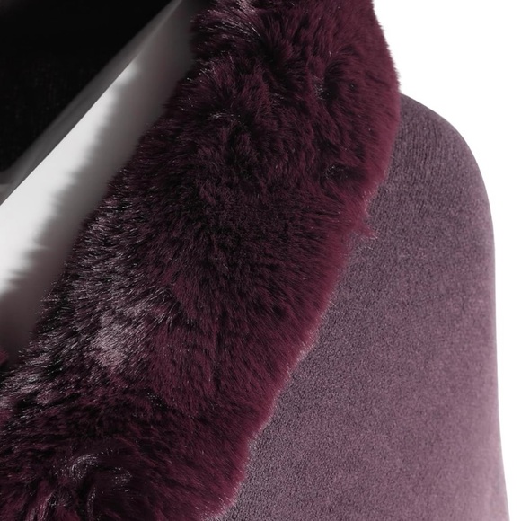 ZLYC Women Winter Faux Fur Shawl Stole Warm Wrap Cape - Picture 5 of 6